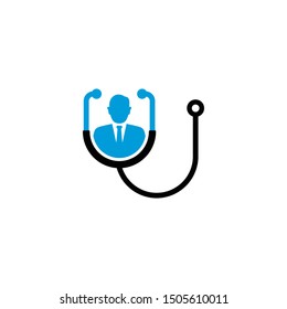 Doctor and Stethoscope Logo Template Design