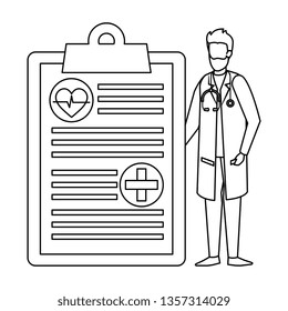 doctor with stethoscope and order