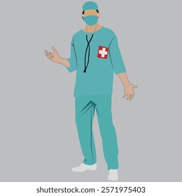 doctor with stethoscope doctor, people, vector, person, men, business, standing, 