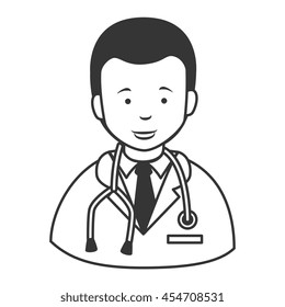 Doctor stethoscope profile , isolated flat icon cartoon