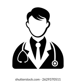 Doctor with Stethoscope Silhouette vector on white background