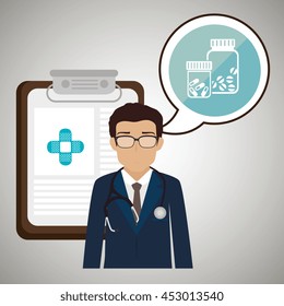 doctor stethoscope specialist history clinic vector illustration icon