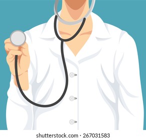 Doctor with stethoscope. Vector flat illustration