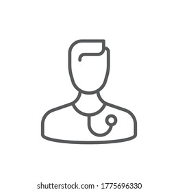 Doctor with stethoscope vector icon symbol isolated on white background