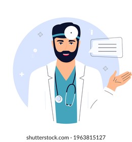 Doctor With A Stethoscope And In A White Coat Is Holding Clipboard. Telemedicine Concept. Chat With A Medical Worker.