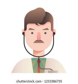 A doctor with stethoscopes vector illustration in gradient design