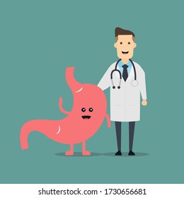 Doctor and Stomach Smiling Cartoon