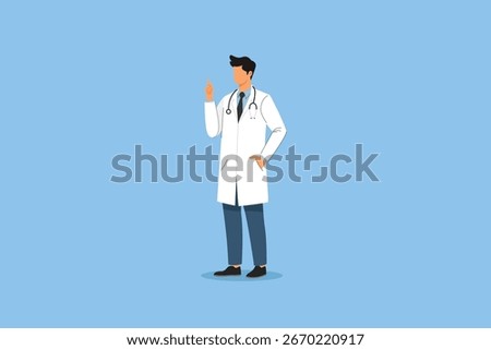 the doctor stood up to remind the patient. Vector flat design isolated