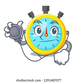 Doctor stopwatch in the cartoon shape funny