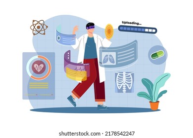 Doctor studying medicine using VR