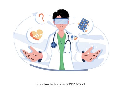 Doctor Studying Medicine Using VR