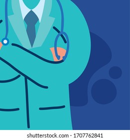 diseño de ilustraciones vectoriales de iconos de los doctores y del estetoscopio
