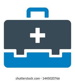 Doctor suitcase flat vector icon 