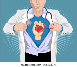 Doctor superhero. Vector flat illustration