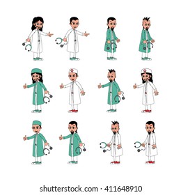 doctor surgeon cartoon set vector art illustration
