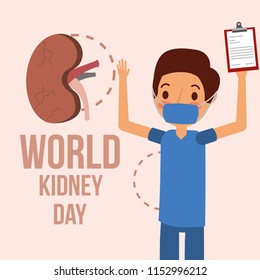 doctor surgeon with clipboard world kidney day