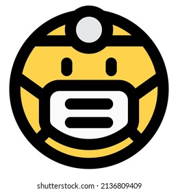Doctor or surgeon emoji wearing the surgical mask and the lamp