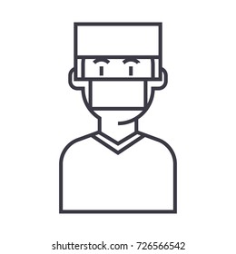 doctor, surgery vector line icon, sign, illustration on background, editable strokes