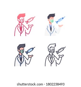 doctor and syringe icon, vector and illustration
