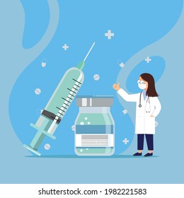 The doctor and syringe vaccine can be protect virus and treat.