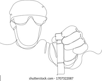 doctor takes a swab, continuous single line style design