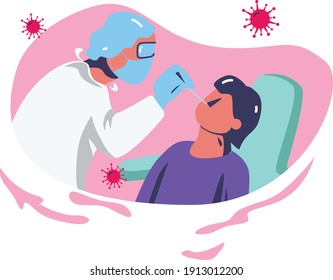 Doctor taking test for coronavirus. Flat design illustration. Vector