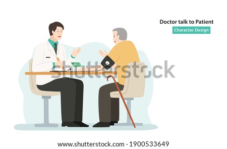 doctor talk to old man cartoon character design