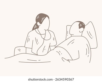 A doctor is talking to a patient about his illness illustrator vector design