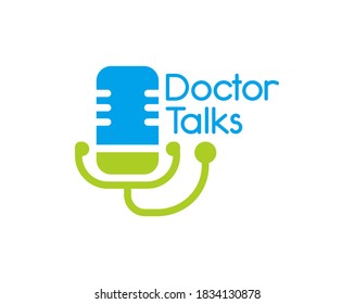 Doctor Talks Logo. Logo For Doctor Or Podcast, Radio, Talking About Health And Medicine. Vector Logo.