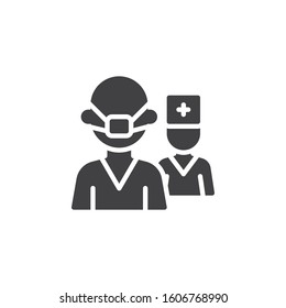 Doctor team characters vector icon. filled flat sign for mobile concept and web design. Medical doctor uniform glyph icon. Healthcare symbol, logo illustration. Vector graphics