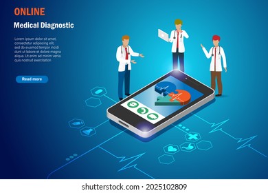 Doctor team online diagnosis patient health problem in jigsaw puzzle missing piece in heart shape on smartphone. Virtual hospital, medical network connection and digital healthcare concept.