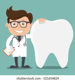 Doctor And Teeth , Dentist Concept - Vector Illustration