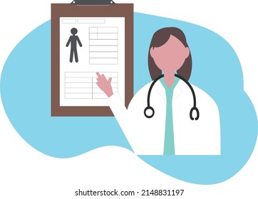 Doctor Tell A Good Diagnostic Results To The Patient. Hospital, medical and woman, Vector illustration