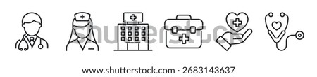 Doctor thin line icon set. Web minimal icons