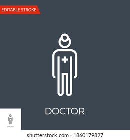 Doctor Thin Line Vektorsymbol. Flaches Symbol einzeln auf schwarzem Hintergrund. Bearbeitbare EPS-Datei Stroke. Vektorgrafik.