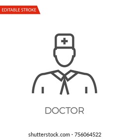 Doctor Thin Line Vector Icon. Flat Icon Isolated on the White Background. Editable Stroke EPS file. Vector illustration.