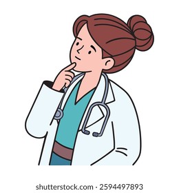 Doctor Thinking with Hand on Chin icon