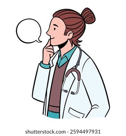 Doctor Thinking with Stethoscope icon