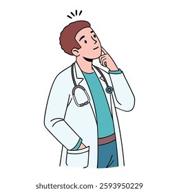 Doctor thinking worried about medical diagnosis decision
