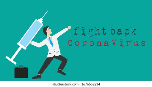 a doctor throws an injection and it says, against corona virus