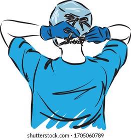 doctor tighting mask protection backward vector illustration