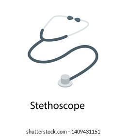 
A Doctor Tool Or Medical Device, Stethoscope Isometric Icon 
