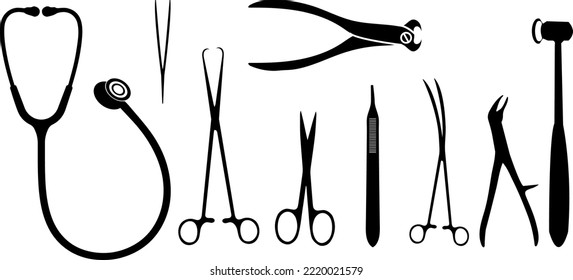 Doctor Tools Vector Silhouette Set