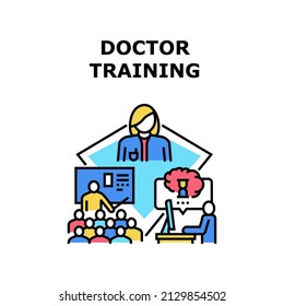 Doctor Trainig Medical Education. Student Lecture. Medicine Seminar. Healtcare Hospital Conference Vector Concept Color Illustration