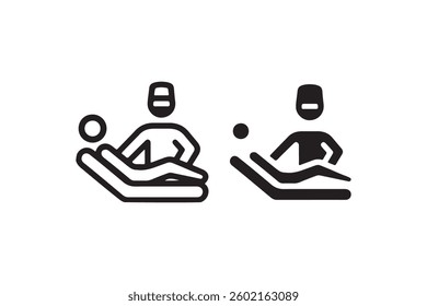 Doctor treating patient icon in hospital bed Vector