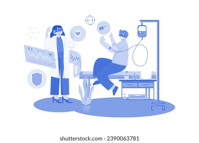 Médico Tratando A Un Paciente Utilizando VR