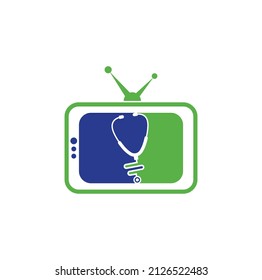 Doctor tv logo design. Stethoscope tv logo icon template.	