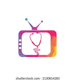 Doctor tv logo design. Stethoscope tv logo icon template.	