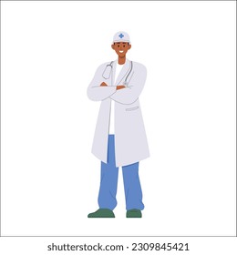 Doctor in uniform character rescuer team medical clinic staff isolated on white background