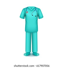 Doctor uniform isolated on white photo-realistic vector illustration
